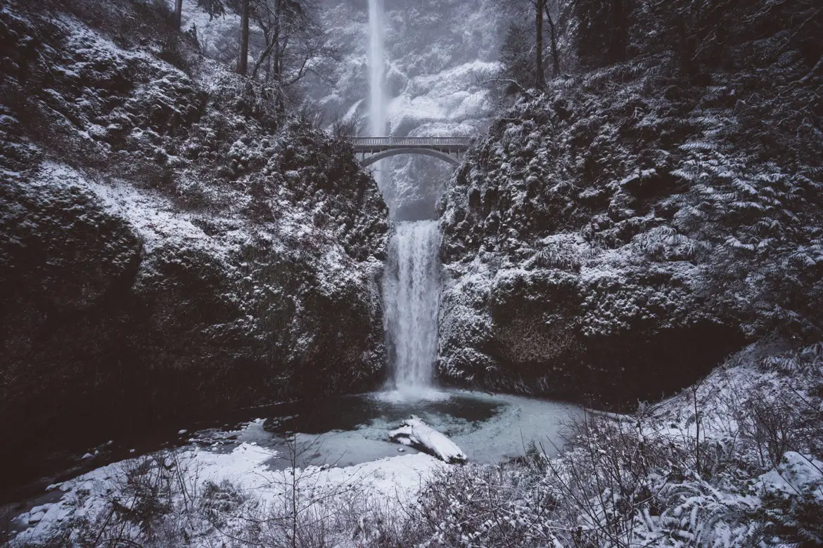 Multnomah Falls in winter